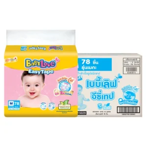 baby-diaper-15000-061 เบบี้เลิฟ อีซี่เทป ผ้าอ้อมเด็ก ไซส์ M 78 ชิ้น x 3 (รวม 234 ชิ้น)