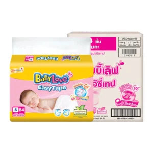 baby-diaper-15000-062 เบบี้เลิฟ อีซี่เทป ผ้าอ้อมเด็ก ไซส์ S 84 ชิ้น x 3 (รวม 252 ชิ้น)