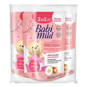 baby-laundry-15000-013 เบบี้มายด์ น้ํายาซักผ้าเด็ก ผสมปรับผ้านุ่ม 2อิน1 ไวท์ ซากุระ 570 มล. x 3