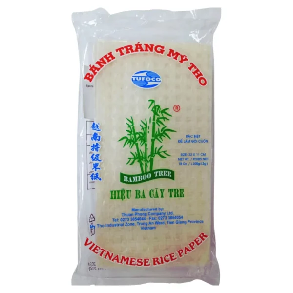 bakery-ingredients-0074 Bamboo Tree ใบเมี่ยงญวน แผ่นแป้งเวียดนาม ตราไผ่ แผ่นตัด เกรดB1 11x22cm 500g (1ห่อ)