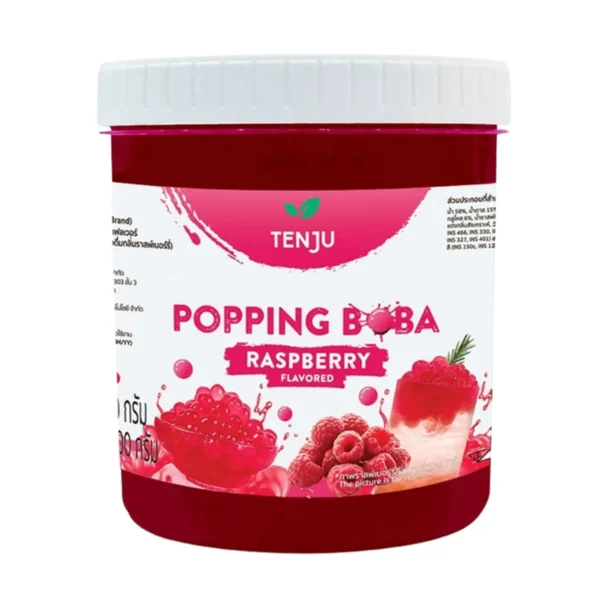 New! Tenju ไข่มุกป๊อป รสราสพ์เบอร์รี่ 1.2 กิโลกรัม มุกป๊อป Raspberry popping boba topping (ตรา เทนจู)