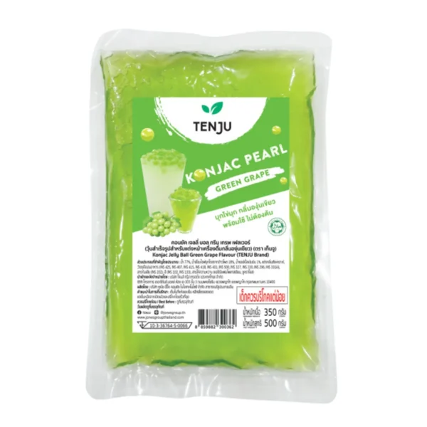 bakery-ingredients-0099 Tenju ไข่มุกบุก 500 กรัม คอนยัค เพิร์ล Konjac pearl บุกไข่มุก (ตรา เทนจู) Green Grape Flavor 500 g.