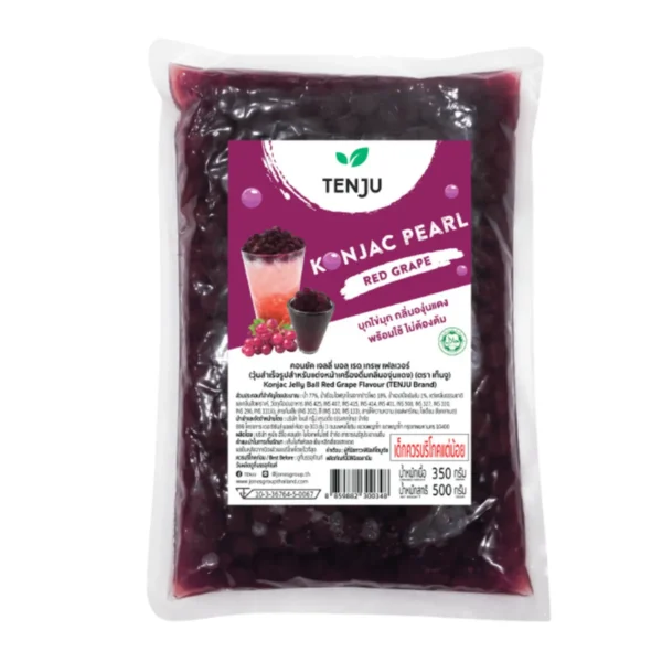 Tenju ไข่มุกบุก 500 กรัม คอนยัค เพิร์ล Konjac pearl บุกไข่มุก (ตรา เทนจู) Red Grape Flavor 500 g.