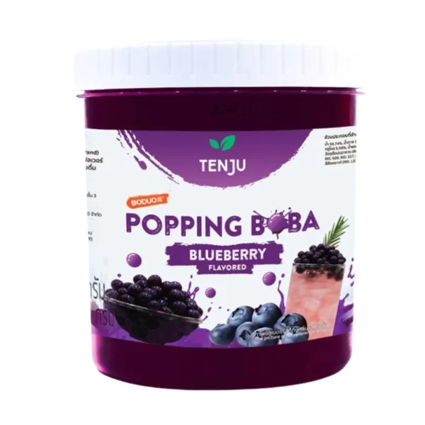 bakery-ingredients-0103 Tenju ไข่มุกป๊อป บลูเบอร์รี่ 1.2 กิโลกรัม มุกป๊อป blueberry popping boba topping (ตรา เทนจู)