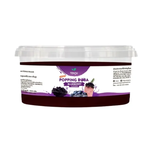 bakery-ingredients-0104 Tenju ไข่มุกป๊อป รสบลูเบอร์รี่ 550 กรัม มุกป๊อป blueberry popping boba topping (ตรา เทนจู)