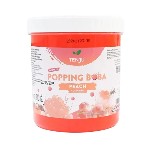 Tenju ไข่มุกป๊อป รสพีช 1.2 กิโลกรัม มุกป๊อป Peach popping boba topping (ตรา เทนจู)