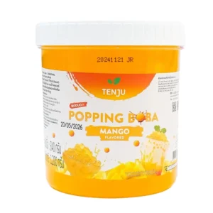 bakery-ingredients-0106 Tenju ไข่มุกป๊อป รสมะม่วง1.2 กิโลกรัม มุกป๊อป Mango popping boba topping (ตรา เทนจู)