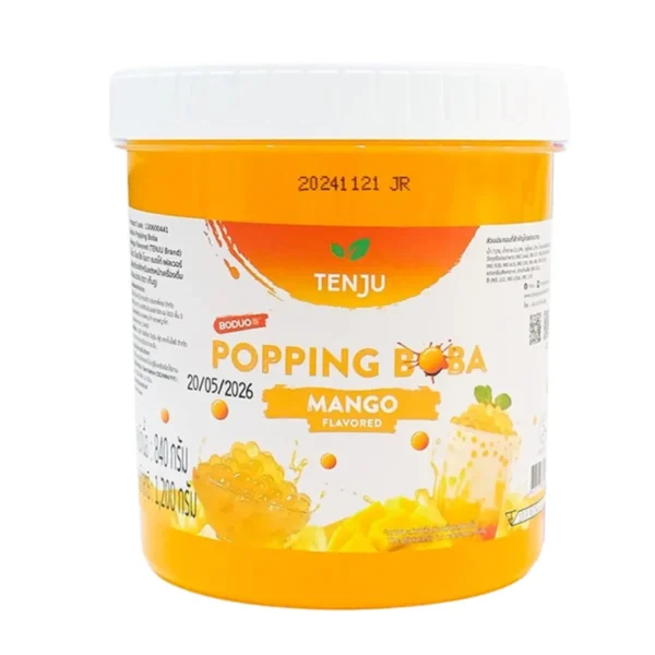 Tenju ไข่มุกป๊อป รสมะม่วง1.2 กิโลกรัม มุกป๊อป Mango popping boba topping (ตรา เทนจู)