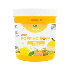 bakery-ingredients-0107 Tenju ไข่มุกป๊อป รสยุสุ 1.2 กิโลกรัม มุกป๊อป Yuzu popping boba topping (ตรา เทนจู)