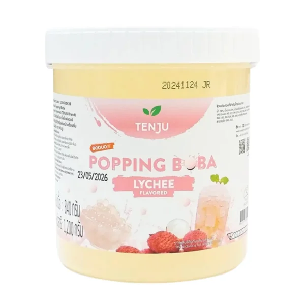 Tenju ไข่มุกป๊อป รสลิ้นจี่ 1.2 กิโลกรัม มุกป๊อป Lychee popping boba topping (ตรา เทนจู)