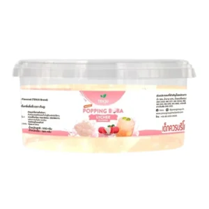 bakery-ingredients-0109 Tenju ไข่มุกป๊อป รสลิ้นจี่ 550 กรัม มุกป๊อป Lychee popping boba topping (ตรา เทนจู)