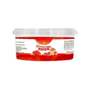 bakery-ingredients-0111 Tenju ไข่มุกป๊อป รสสตรอว์เบอร์รี่ 550 กรัม มุกป๊อป Strawberry popping boba topping (ตรา เทนจู)