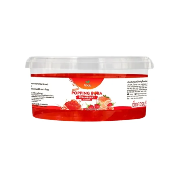 Tenju ไข่มุกป๊อป รสสตรอว์เบอร์รี่ 550 กรัม มุกป๊อป Strawberry popping boba topping (ตรา เทนจู)