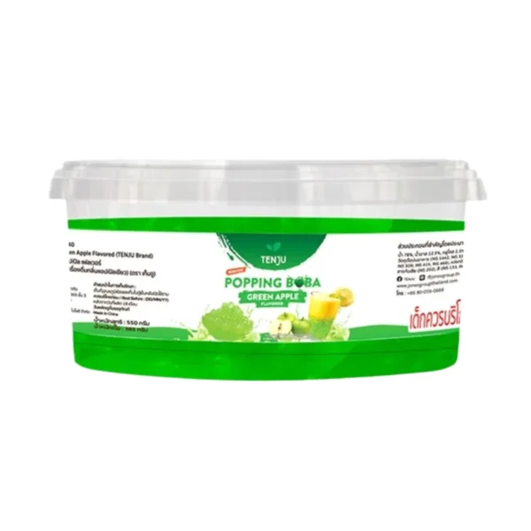 Tenju ไข่มุกป๊อป รสแอปเปิ้ลเขียว 550 กรัม มุกป๊อป Green apple popping boba topping (ตรา เทนจู)