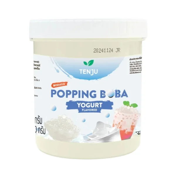 bakery-ingredients-0114 Tenju ไข่มุกป๊อป รสโยเกิร์ต 1.2 กิโลกรัม มุกป๊อป Yoghurt popping boba topping (ตรา เทนจู)