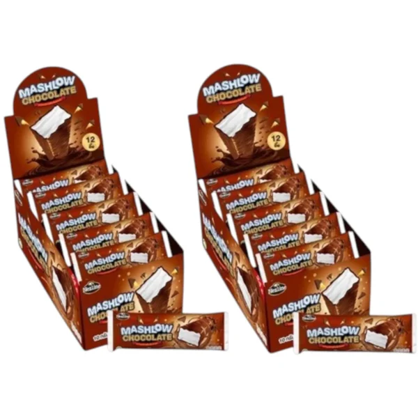 [ โปร 1 แถม 1 ] MASHLOW มาร์ชโล่ 120g ช็อกโกแลตเคลือบมาร์ชเมลโล่แท่ง มาร์ชโล่กล่อง (ช็อก+ช็อก)