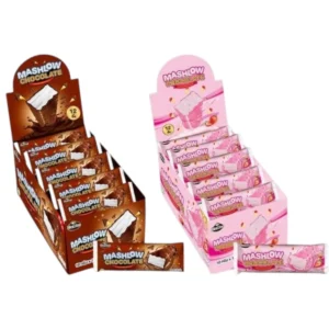 [ โปร 1 แถม 1 ] MASHLOW มาร์ชโล่ 120g ช็อกโกแลตเคลือบมาร์ชเมลโล่แท่ง มาร์ชโล่กล่อง (ช็อก+สตรอว์)