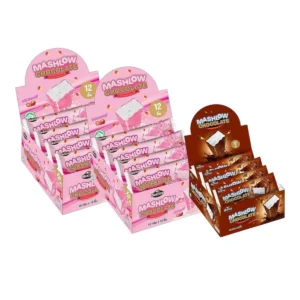 [ โปร 2 แถม 1 ] MASHLOW มาร์ชโล่กล่อง 120g  ช็อกโกแลตเคลือบมาร์ชเมลโล่แท่ง มีฮาลาล ช็อกโกแลต มาร์ชเมลโล่ สตรอว์เบอร์รี สตรอว์2+ช็อกโกแลต1