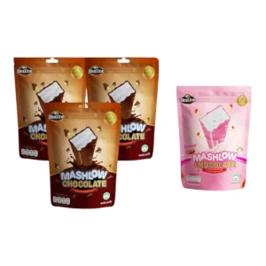[ โปร 3 แถม 1 ] MASHLOW มาร์ชโล่ 80g  ช็อกโกแลตเคลือบมาร์ชเมลโล่แท่ง 2 รสชาติ ช็อกโกแลต สตรอว์เบอร์รี มาร์ชเมลโล่ ช็อก3+สตรอว์1