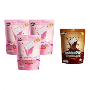 [ โปร 3 แถม 1 ] MASHLOW มาร์ชโล่ 80g  ช็อกโกแลตเคลือบมาร์ชเมลโล่แท่ง 2 รสชาติ ช็อกโกแลต สตรอว์เบอร์รี มาร์ชเมลโล่ สตรอว์3 + ช็อก1