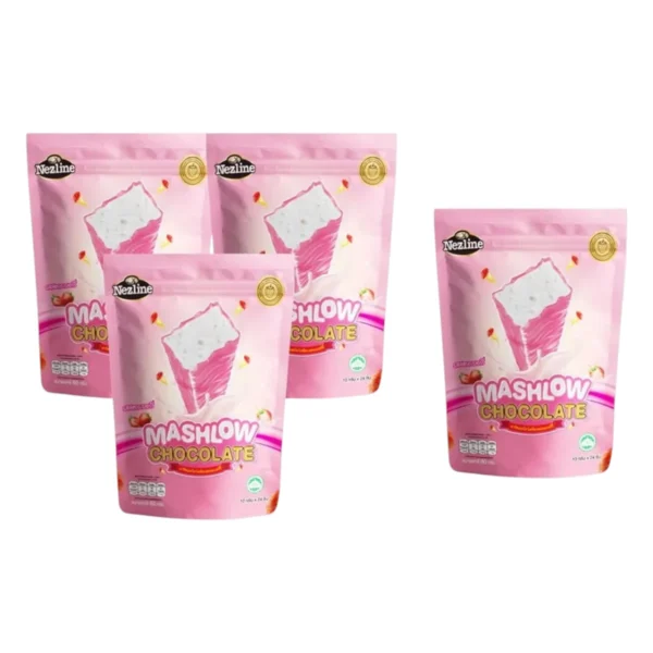 [ โปร 3 แถม 1 ] MASHLOW มาร์ชโล่ 80g  ช็อกโกแลตเคลือบมาร์ชเมลโล่แท่ง 2 รสชาติ ช็อกโกแลต สตรอว์เบอร์รี มาร์ชเมลโล่ สตรอว์เบอร์รี่ 4