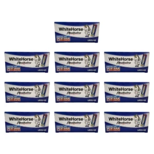 batteries-021 ถ่านม้าขาว อัลคาไลน์ Alkaline AAA (CARTON) 4B กล่อง 10 แพ็ค (แพ็ค 4 ก้อน) x 1 ลัง (10 กล่อง)