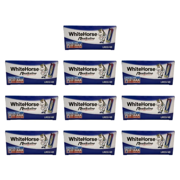 ถ่านม้าขาว อัลคาไลน์ Alkaline AAA (CARTON) 4B กล่อง 10 แพ็ค (แพ็ค 4 ก้อน) x 1 ลัง (10 กล่อง)