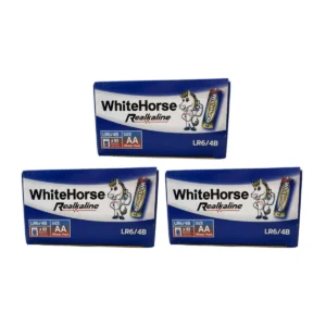 batteries-032 ถ่านม้าขาว อัลคาไลน์ Alkaline AA (BOX) 4B กล่อง 10 แพ็ค (แพ็ค 4 ก้อน) x 3 กล่อง
