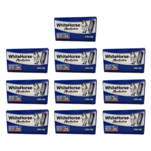 batteries-035 ถ่านม้าขาว อัลคาไลน์ Alkaline AA (CARTON) 4B กล่อง 10 แพ็ค (แพ็ค 4 ก้อน) x 1 ลัง (10 กล่อง)