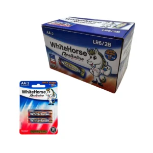 batteries-036 ถ่านม้าขาว อัลคาไลน์ Alkaline AA (BOX) 2B กล่อง 10 แพ็ค (แพ็ค 2 ก้อน)
