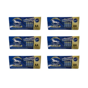 batteries-062 ถ่านม้าขาว AA (BOX) กล่อง 15 แพ็ค (แพ็ค 4 ก้อน) x 6 กล่อง