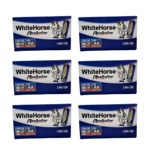 batteries-063 ถ่านม้าขาว อัลคาไลน์ Alkaline AA (BOX) 2B กล่อง 10 แพ็ค (แพ็ค 2 ก้อน) x 6 กล่อง