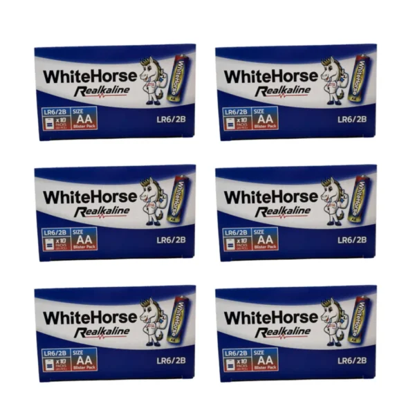 ถ่านม้าขาว อัลคาไลน์ Alkaline AA (BOX) 2B กล่อง 10 แพ็ค (แพ็ค 2 ก้อน) x 6 กล่อง