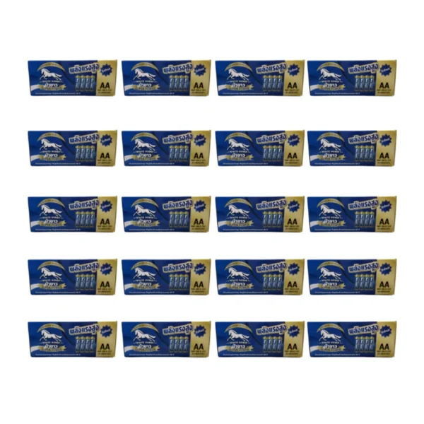 ถ่านม้าขาว AA (CARTON) กล่อง 15 แพ็ค (แพ็ค 4 ก้อน) x 1 ลัง (20 กล่อง)