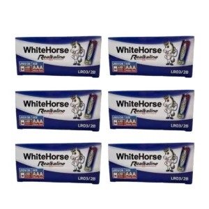ถ่านม้าขาว อัลคาไลน์ Alkaline AAA (BOX) 2B กล่อง 10 แพ็ค (แพ็ค 2 ก้อน) x 6 กล่อง