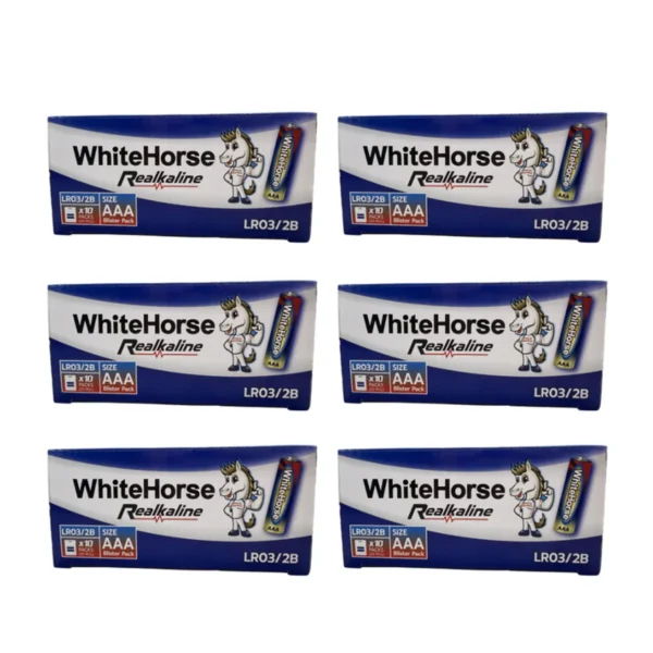 ถ่านม้าขาว อัลคาไลน์ Alkaline AAA (BOX) 2B กล่อง 10 แพ็ค (แพ็ค 2 ก้อน) x 6 กล่อง
