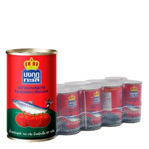 canned-packaged-0009 มงกุฎทะเล ปลาแมคเคอเรลในซอสมะเขือเทศ 145 ก. x 10
