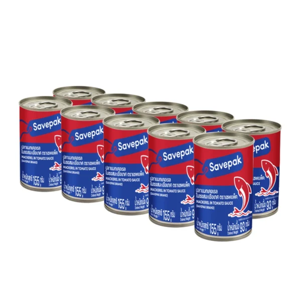 canned-packaged-0021 เซพแพ็ค แมคเคอเรลในซอสมะเขือเทศ ฝาดึง 155 ก. x 10
