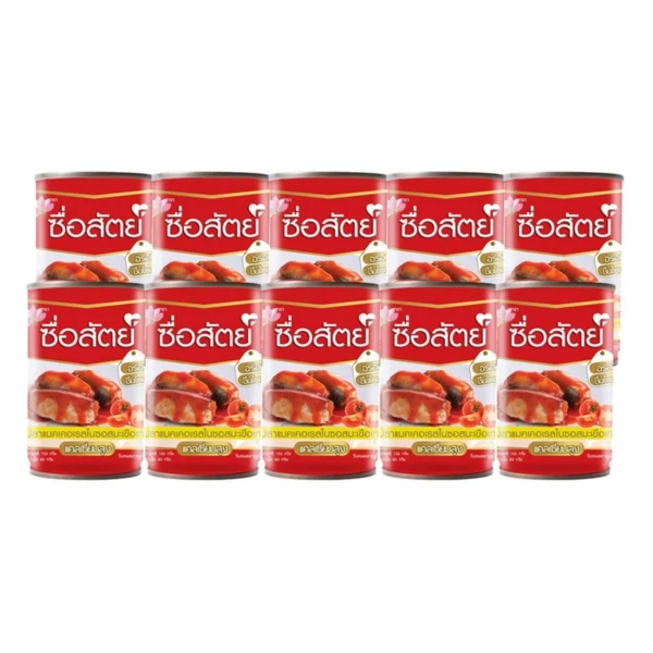 canned-packaged-0079 ซื่อสัตย์ปลาแมคเคอเรลในซอสมะเขือเทศ 155 ก. 10 กระป๋อง