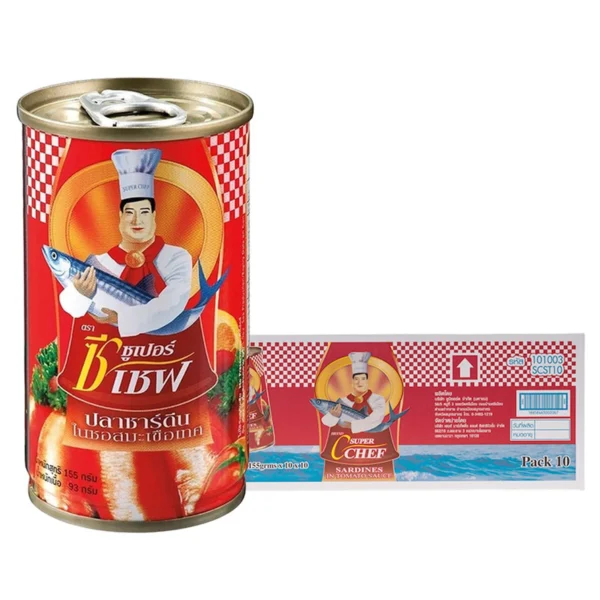 canned-packaged-0086 ซูเปอร์ซีเชฟ ซาร์ดีนในซอสมะเขือเทศ 155 ก. x 100