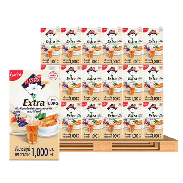 canned-packaged-0092 มะลิ โกลด์ เอ็กซ์ตร้า ครีมเทียมพร่องไขมัน 1 ล. 12 กล่อง x 50 (พาเลท)