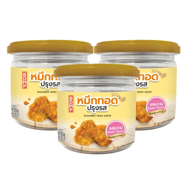 BDMP หมึกทอดปรุงรส (ปรุงรส) น้ําหนัก 30 กรัม รสหวาน 3 กระปุก