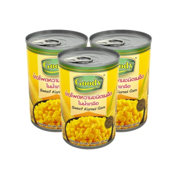 canned-packaged-0125 กู๊ดดี้ ข้าวโพดหวานชนิดเมล็ดในน้ําเกลือ 425 ก. x 3
