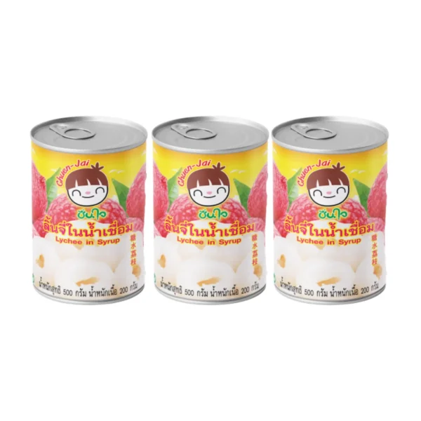canned-packaged-0157 ชื่นใจ ลิ้นจี่ในน้ําเชื่อม 500 ก. x 3