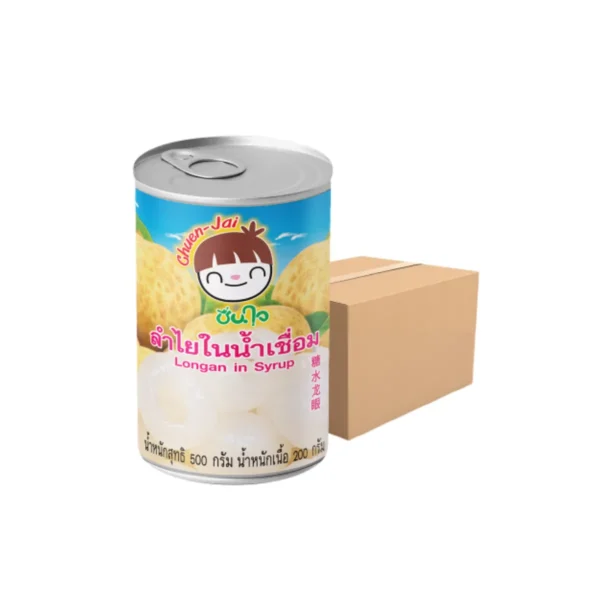 canned-packaged-0158 ชื่นใจ ลําไยในน้ําเชื่อม 500 ก. x 12