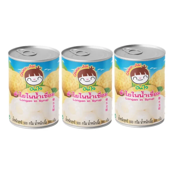 canned-packaged-0159 ชื่นใจ ลําไยในน้ําเชื่อม 500 ก. x 3