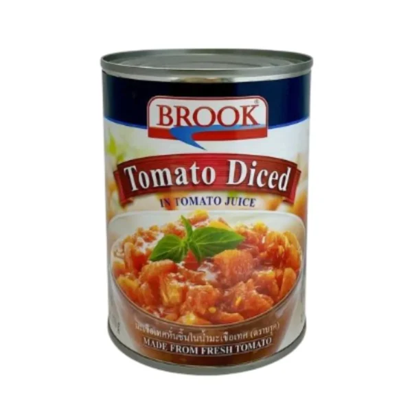 canned-packaged-0181 บรูค มะเขือเทศหั่นชิ้นในน้ํามะเขือเทศ 565 กรัม Brook Tomato Diced in Tomato Juice 565 g.