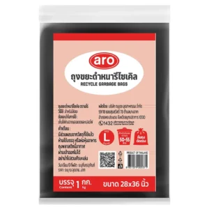 cleaning-018 เอโร่ ถุงขยะดํารีไซเคิล แบบหนา 28x36 นิ้ว 1 กก.