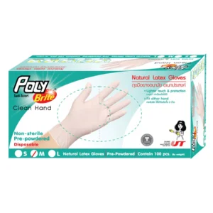 cleaning-087 โพลี-ไบรท์ ถุงมือยางอนามัย ขนาด M สีขาว 100 ชิ้น