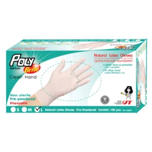 cleaning-089 โพลี-ไบรท์ ถุงมือยางอนามัย ขนาด L สีขาว 100 ชิ้น
